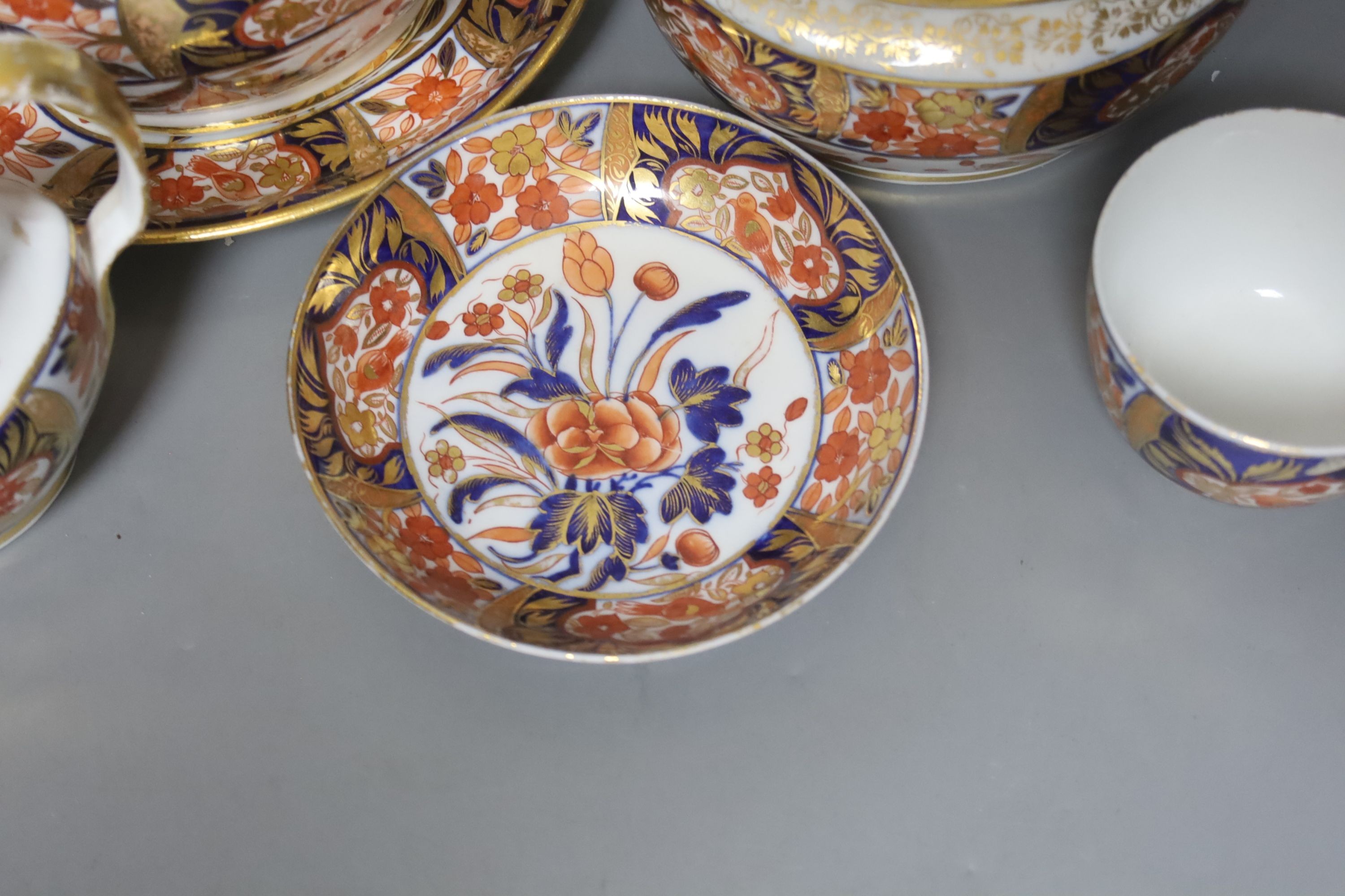 An English porcelain Imari pattern part teaset, c.1810